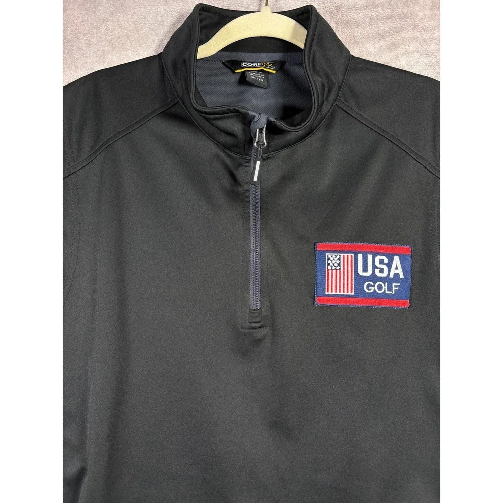 Core365 USA Golf Vest Mens Size XL Black Quarter Zip Windbreaker Outdoor Travel